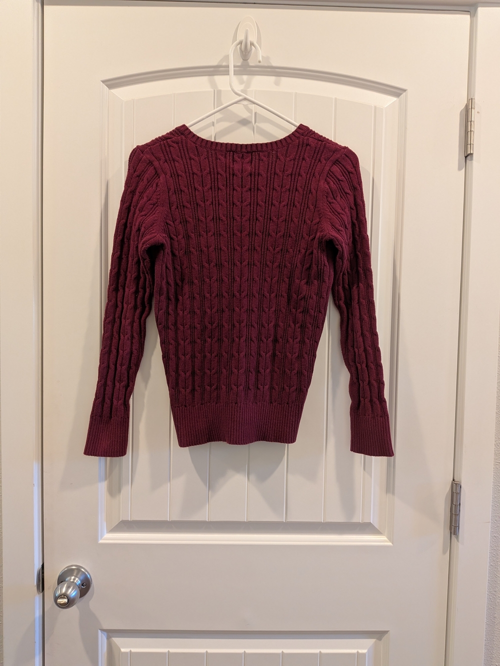 St. John's Bay V-Neck Cable Knit Sweater - Burgundy - Picture 6 of 6